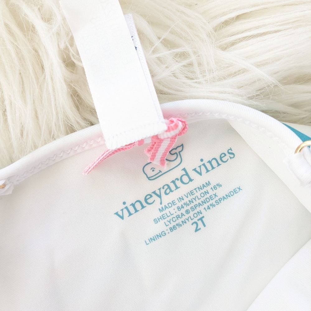 {Vineyard Vines} Girls' Tipped One-Piece: Whale Flamingo - Picture 2 of 7